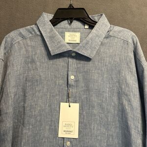 NWT Murano Baird McNutt 100% Linen Button Up Shirt Mens Big & Tall Size 3XT Blue